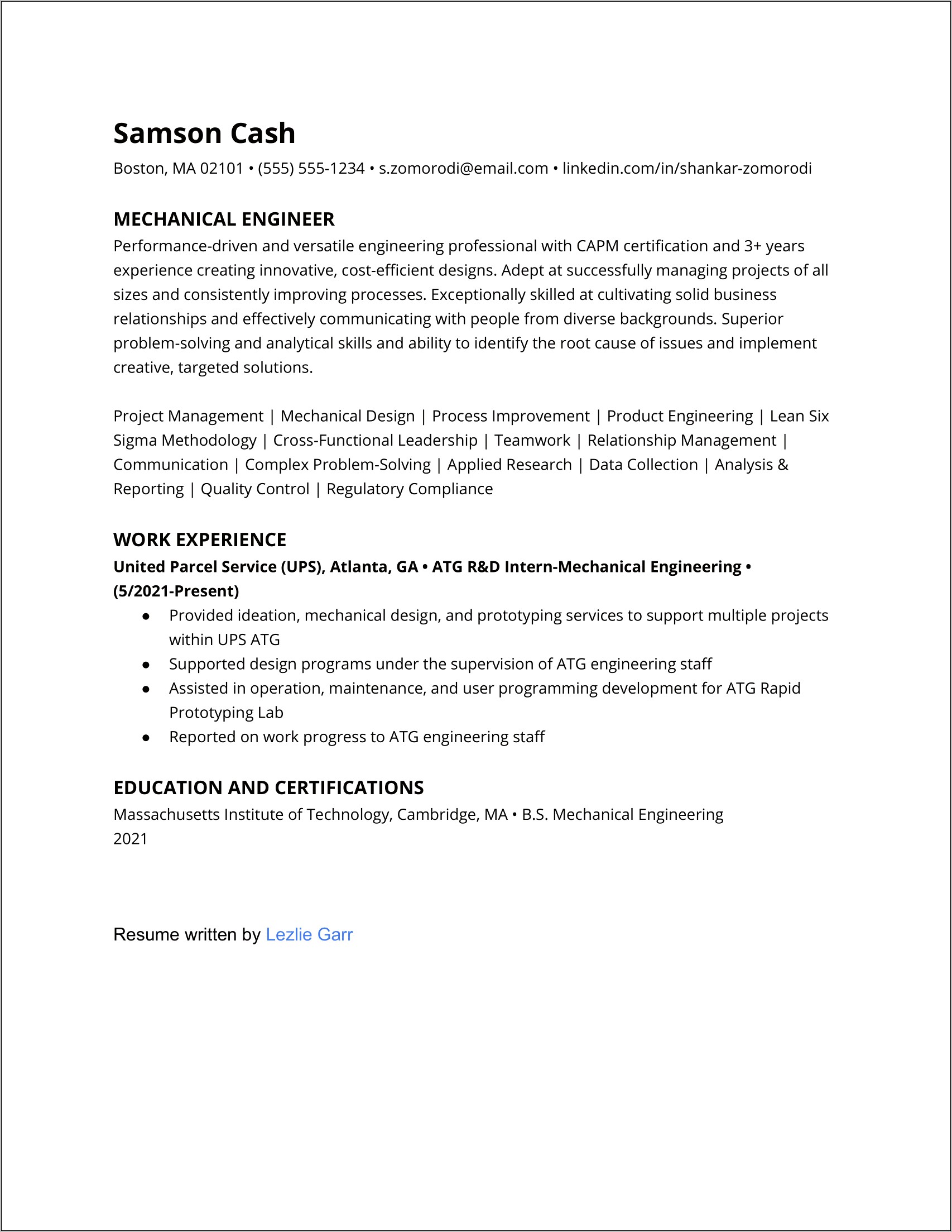 Electrical Maintenance Engineer Resume Example