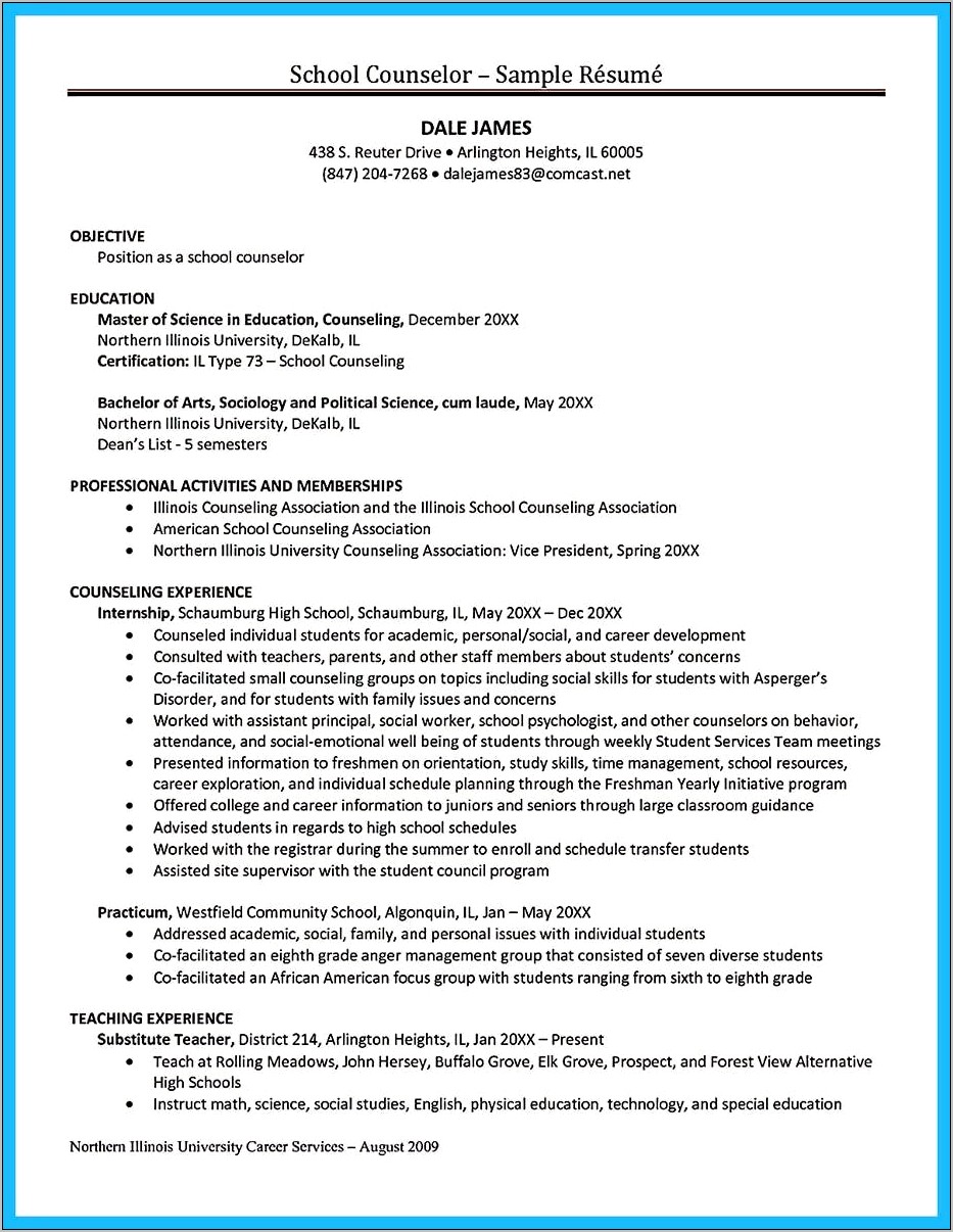 Elementary School Counselor Resume Examples