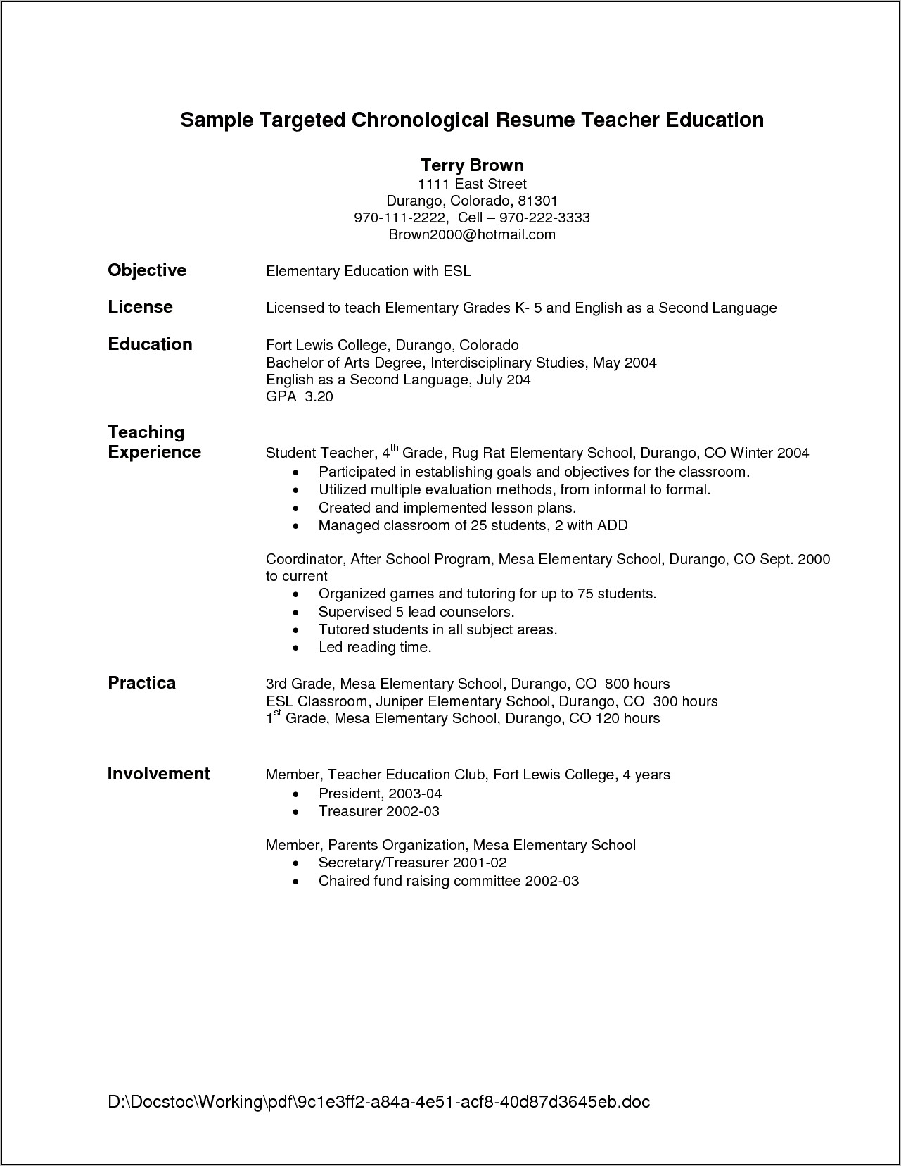 Elementary School Secretary Resume Objective