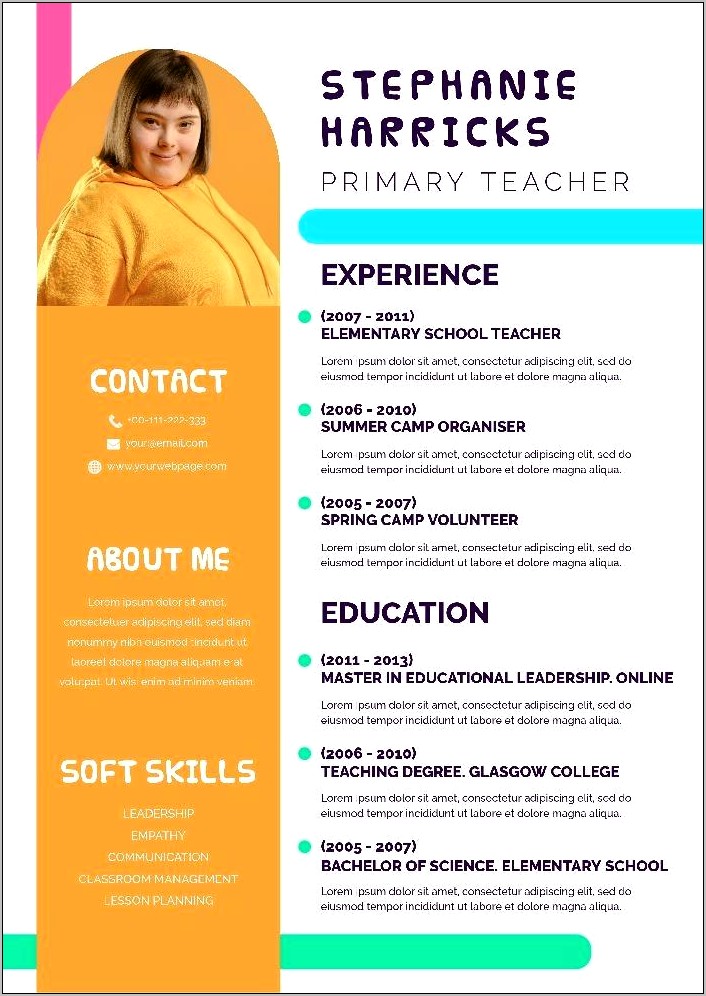 Elementary School Teaching Resume Samples