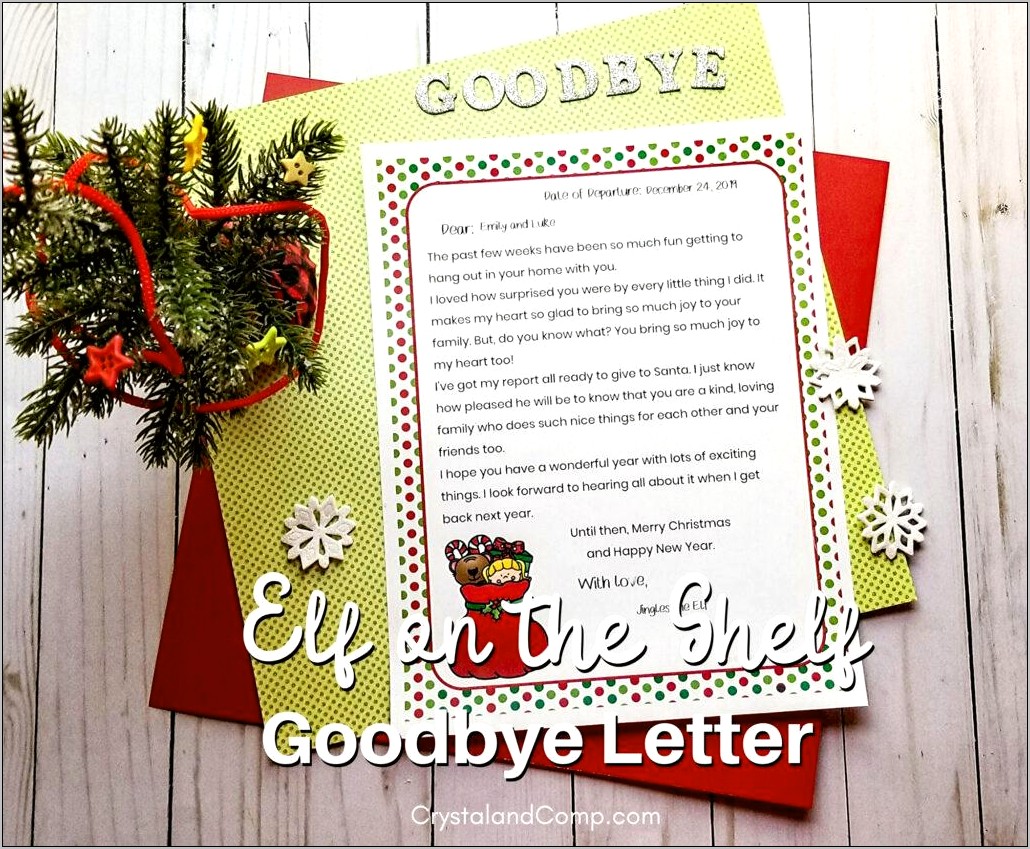 Elf On The Shelf Farewell Letter Template Download