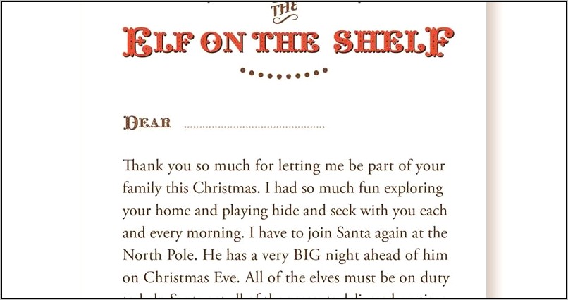 Elf On The Shelf Goodbye Letter Template Download