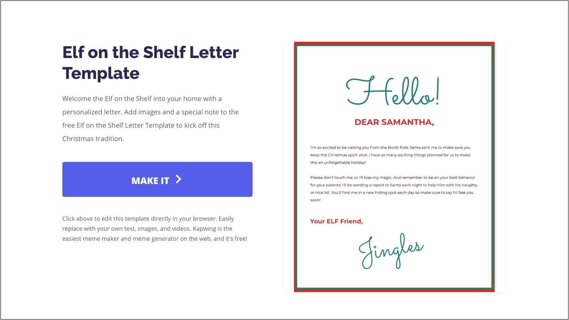 Elf On The Shelf Introduction Letter Template Download