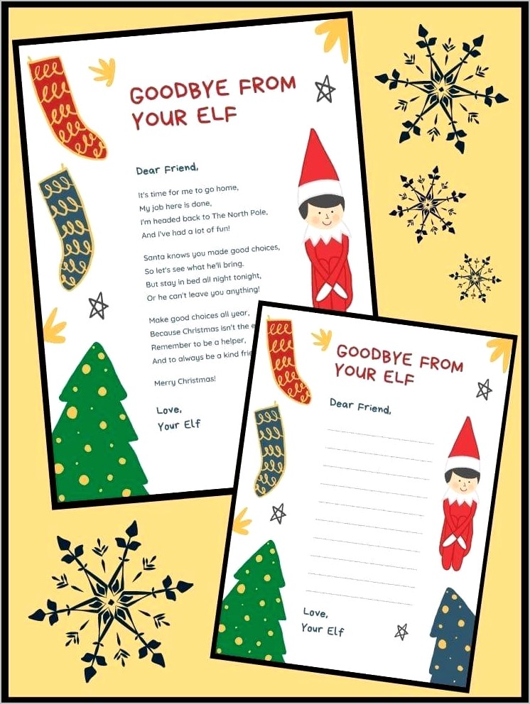 Elf On The Shelf Letter Template Download Goodbye