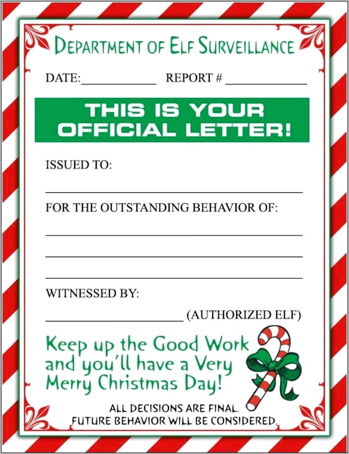 Elf On The Shelf Naughty Letter Template Download