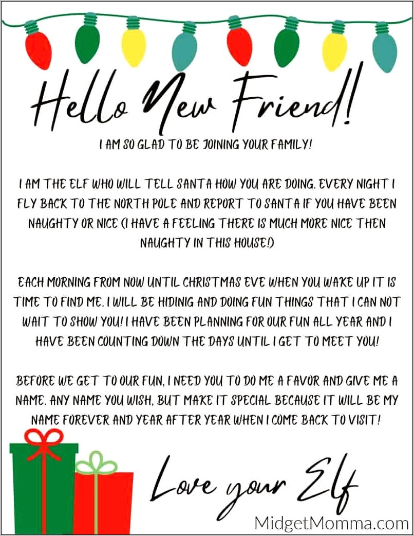 Elf On The Shelf Welcome Letter Template Download