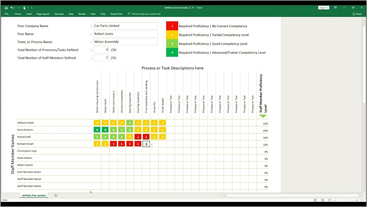 Employee Skills Matrix Template Excel Download