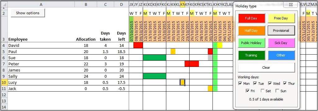 Employee Vacation Planner Template Excel Download