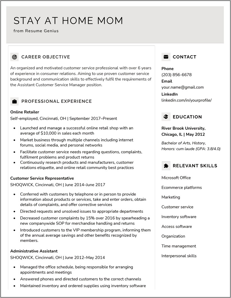 Employment Gaps On Resume Examples