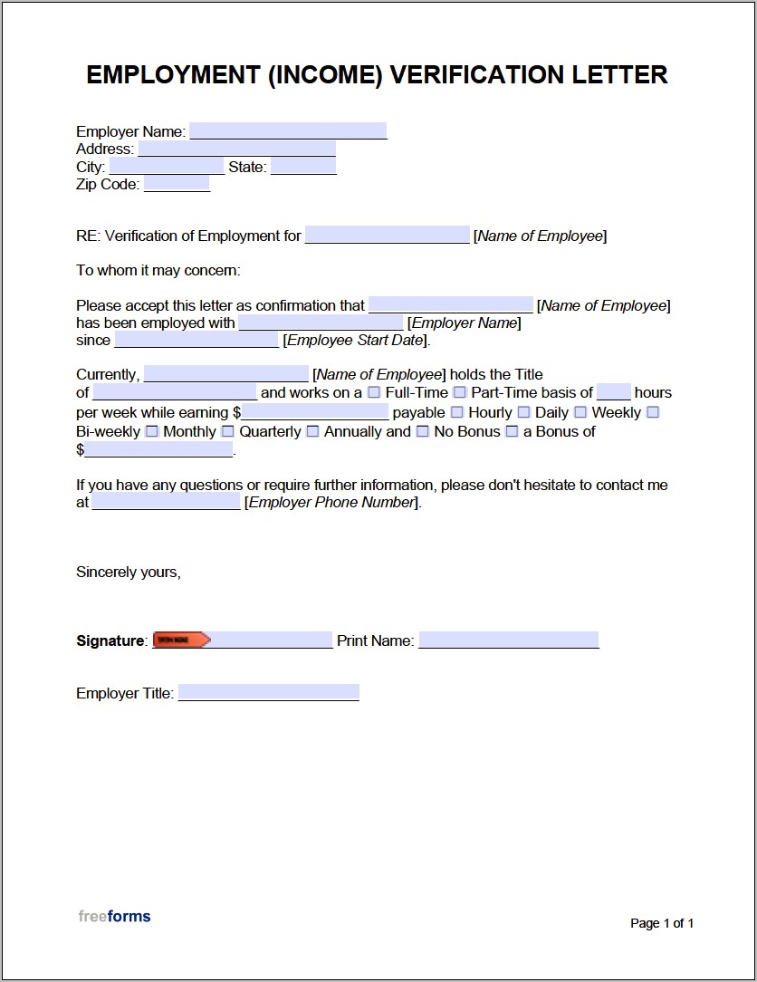 Employment Verification Letter Template Word Download