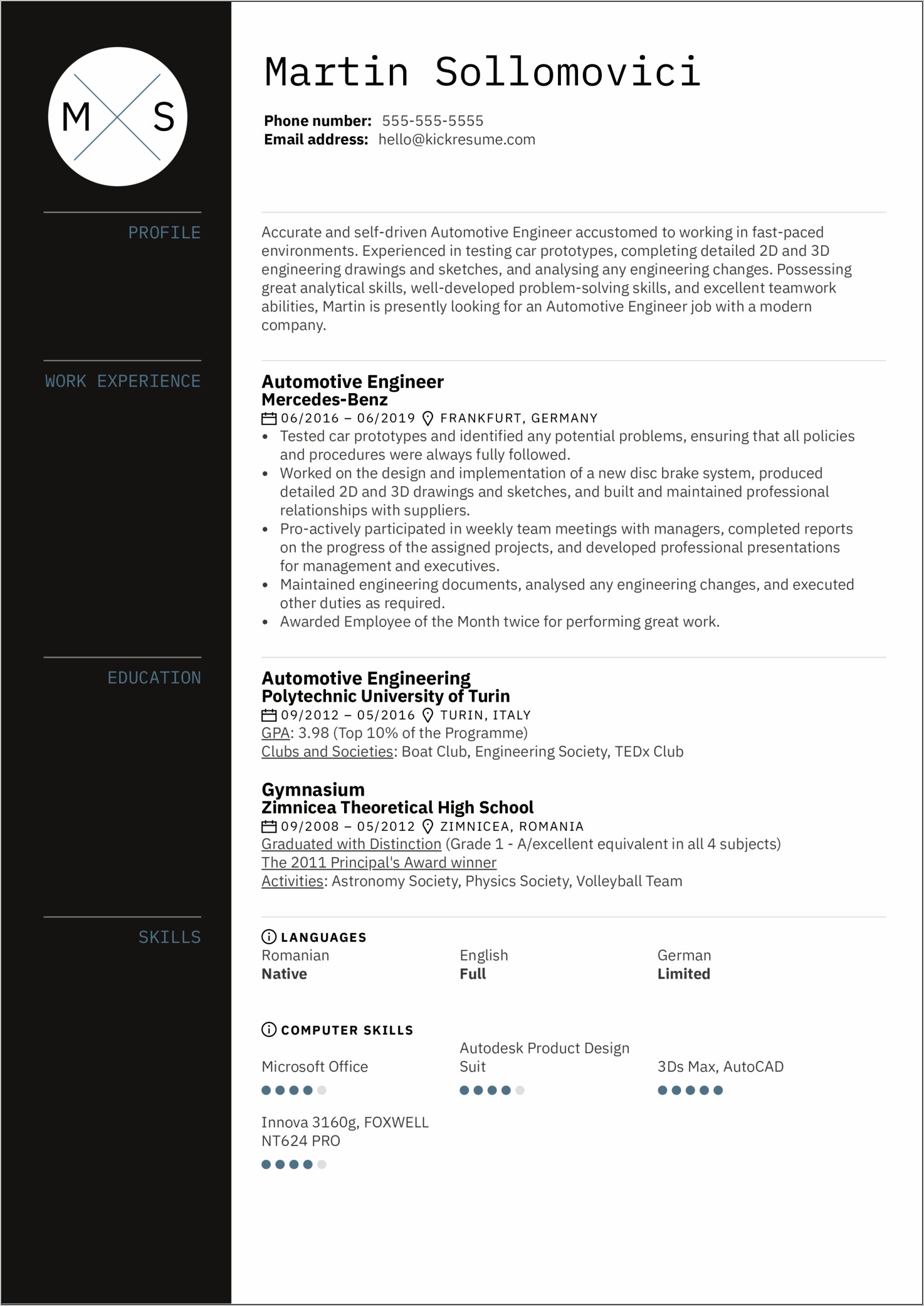 Engineer Resume Template Free Download