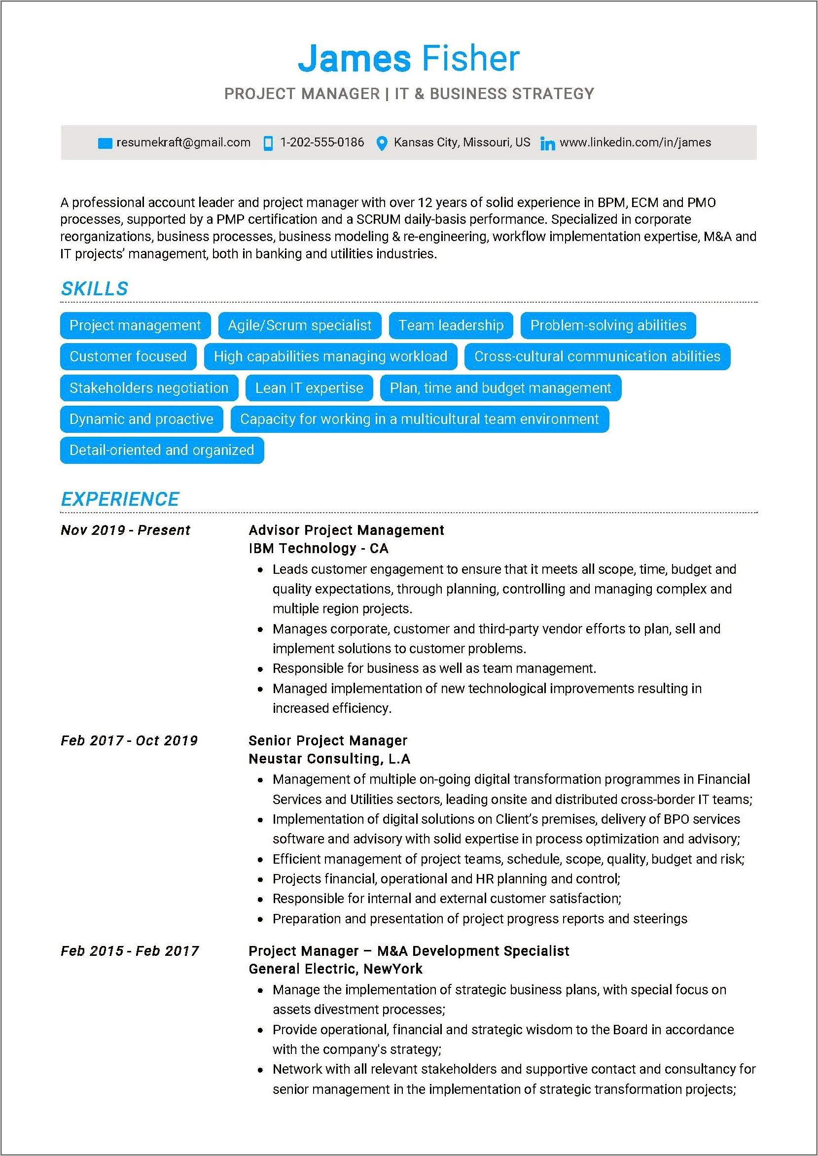 Engineering Project Manager Resume Templates