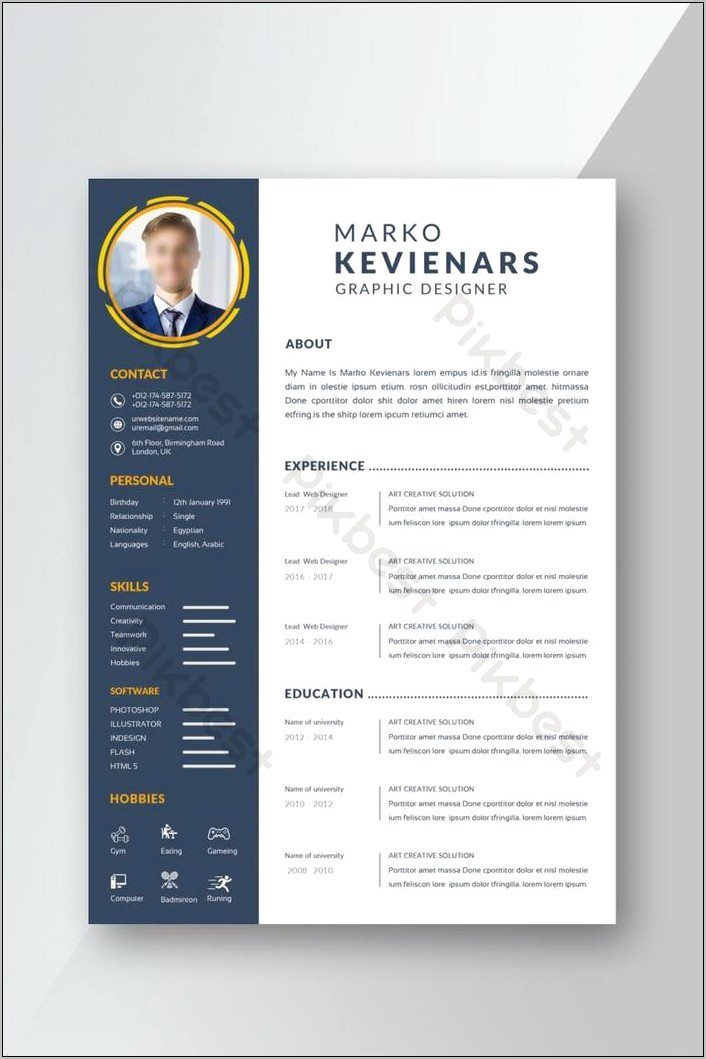 English Resume Template Free Download