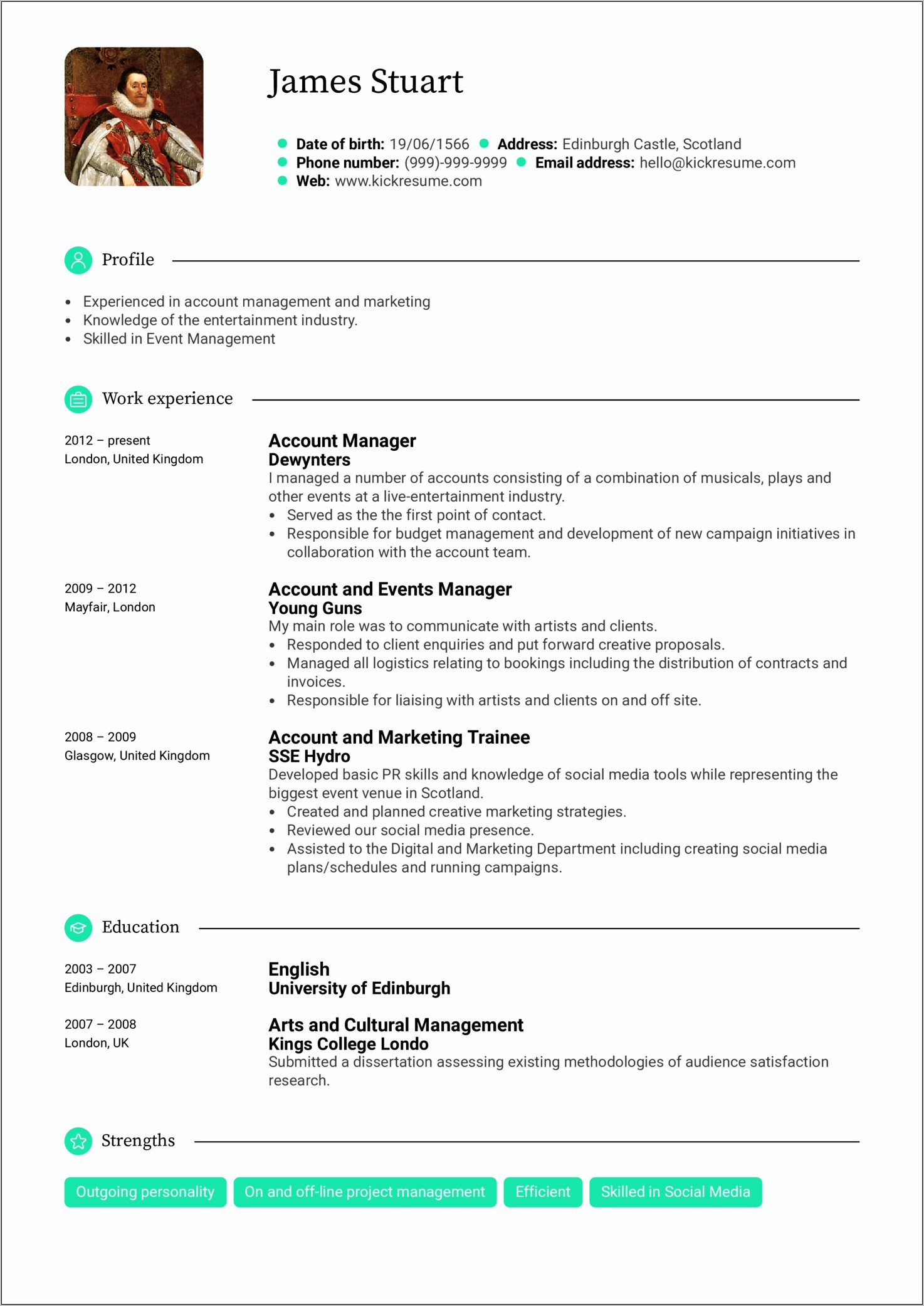 Entertainment Event Manager Resume Example