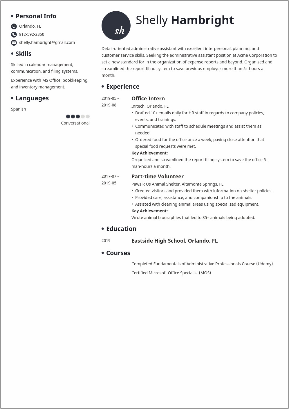 Entry Level Admin Resume Objective