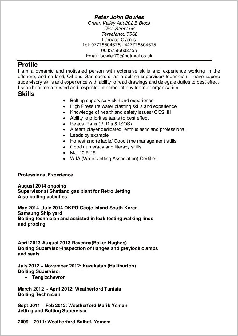 Entry Level Hotel Management Resume