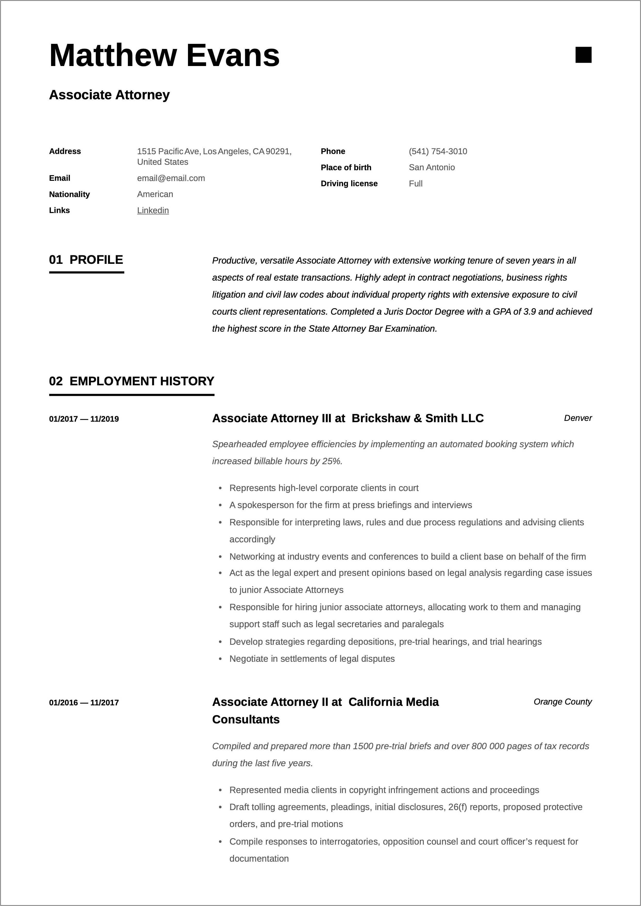 Entry Level Lawyer Resume Sample