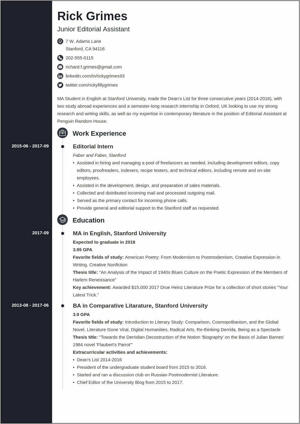 Entry Level Resume Examples 2016