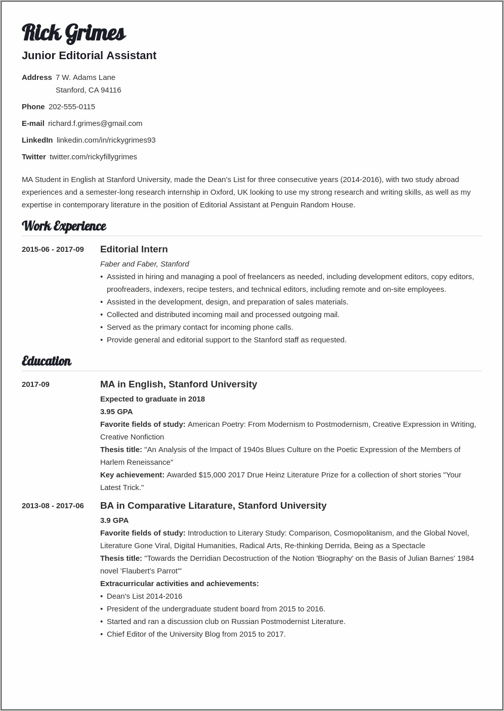 Entry Level Resume Objective Statement