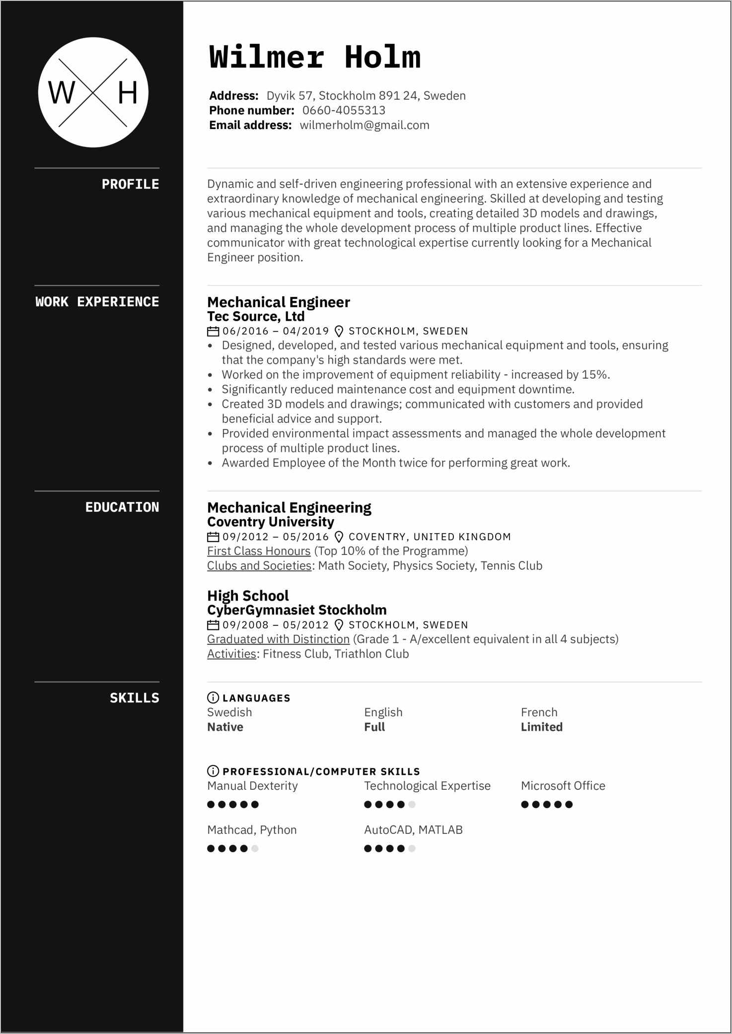 Equipment Skills For Resume Engineering