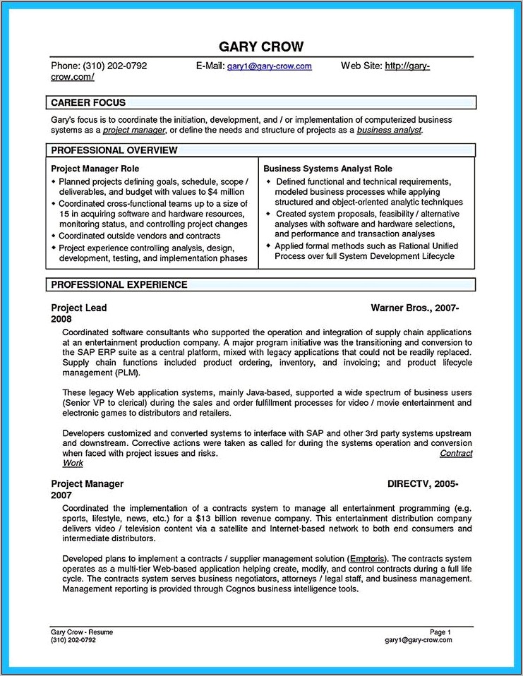 Erp Business Analyst Resume Examples