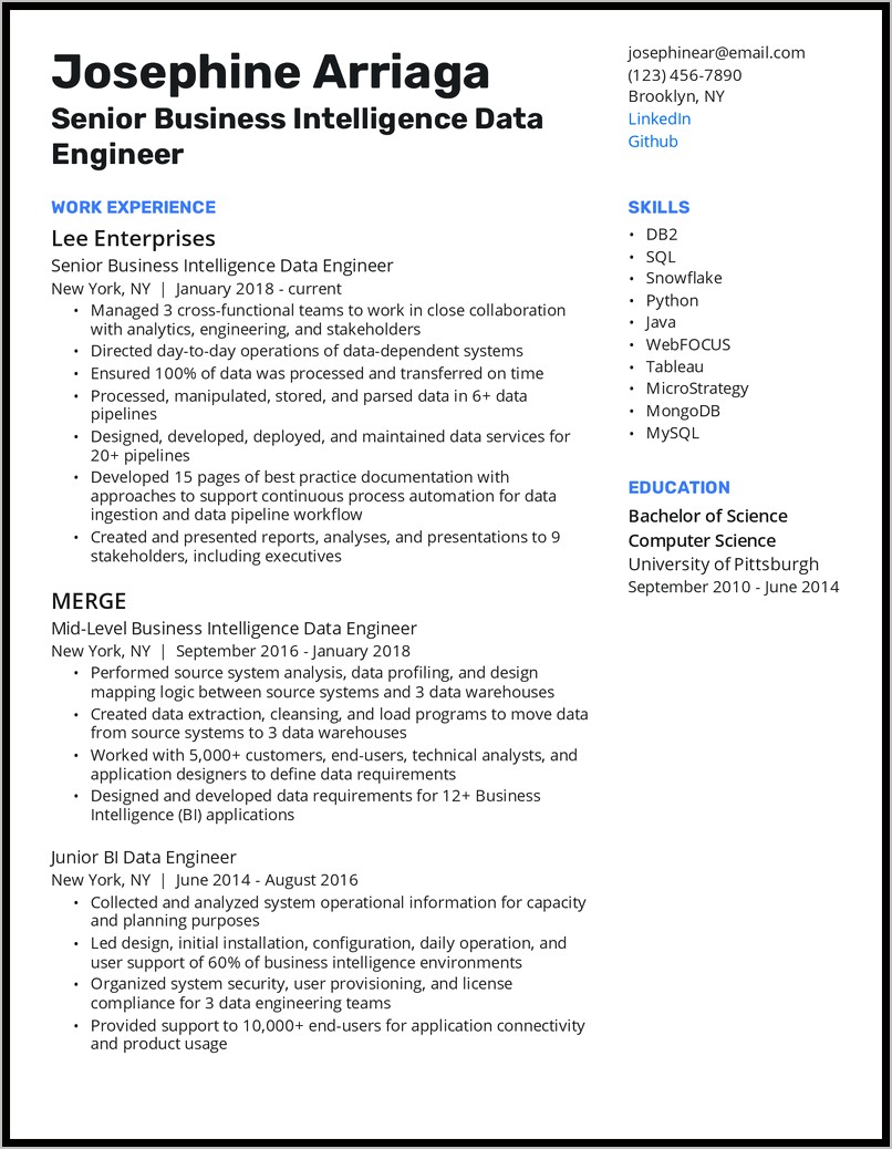 Etl Data Engineer Resume Sample