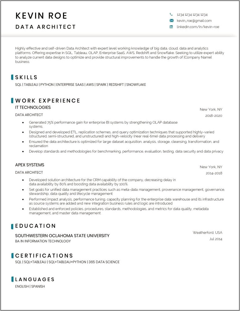 Etl Data Warehouse Resume Samples