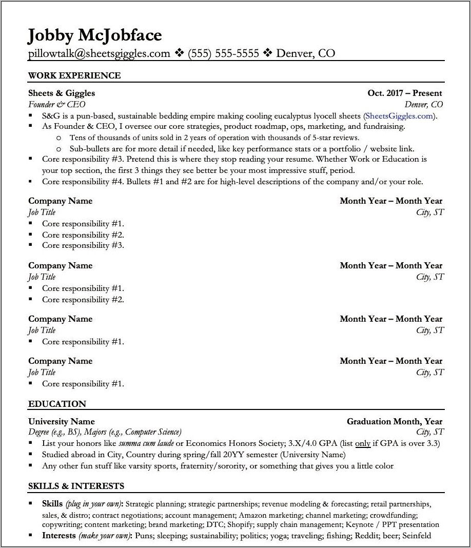 Ex Business Owner Job Resume