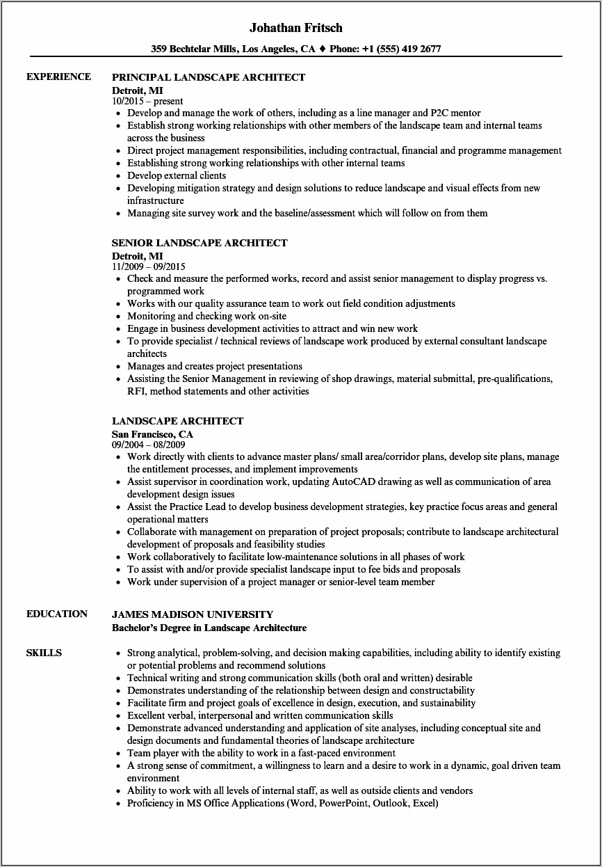 Example Of A Landscaping Resume