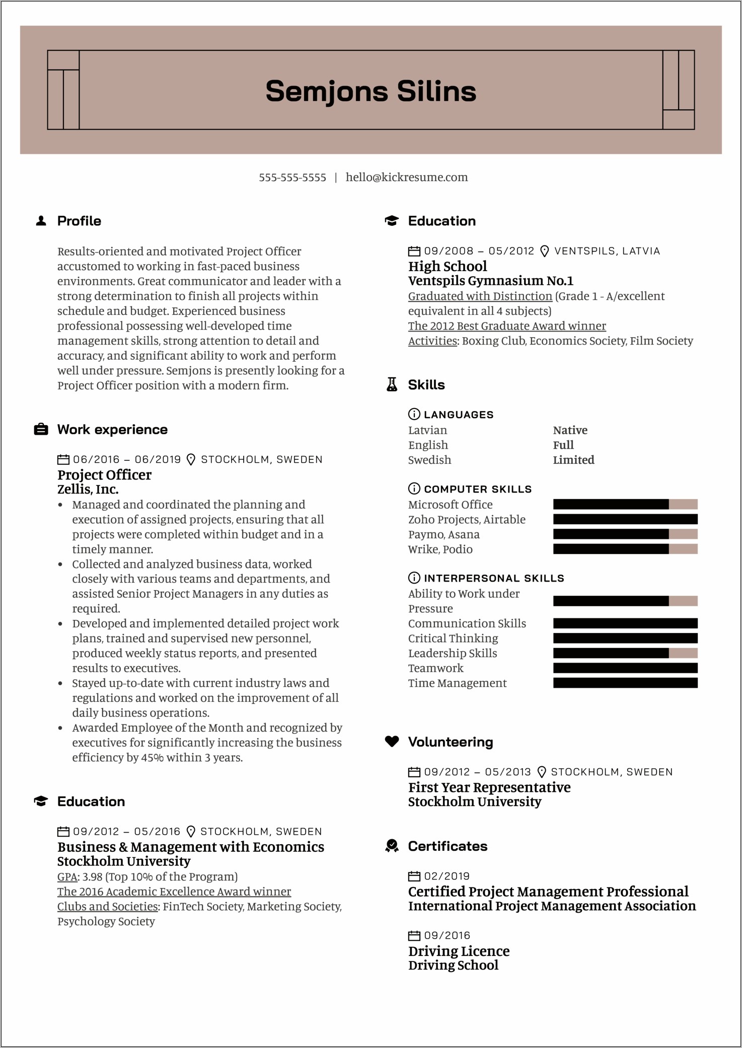 Example Of A Resume 2019