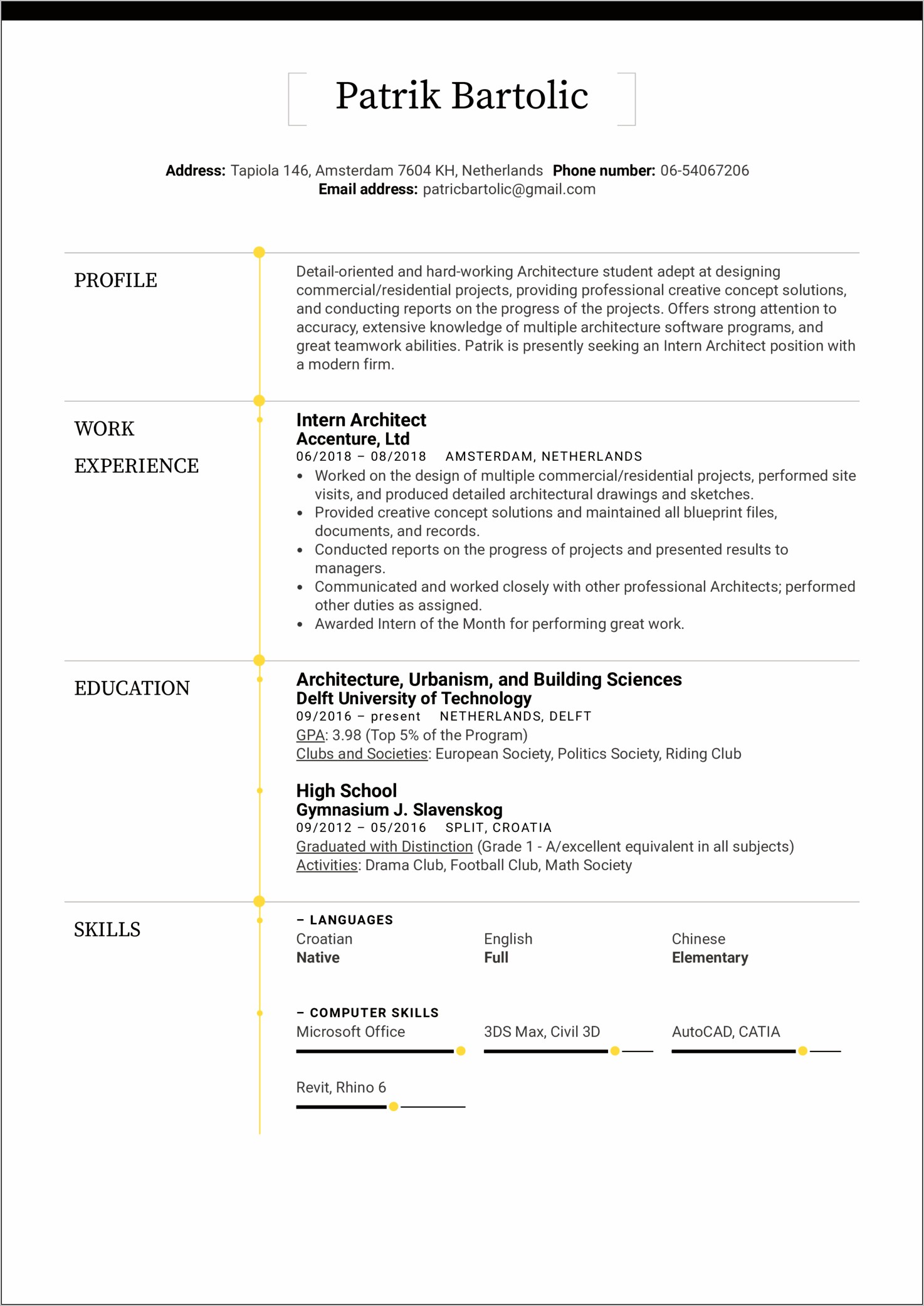 Example Of An Architect Resume