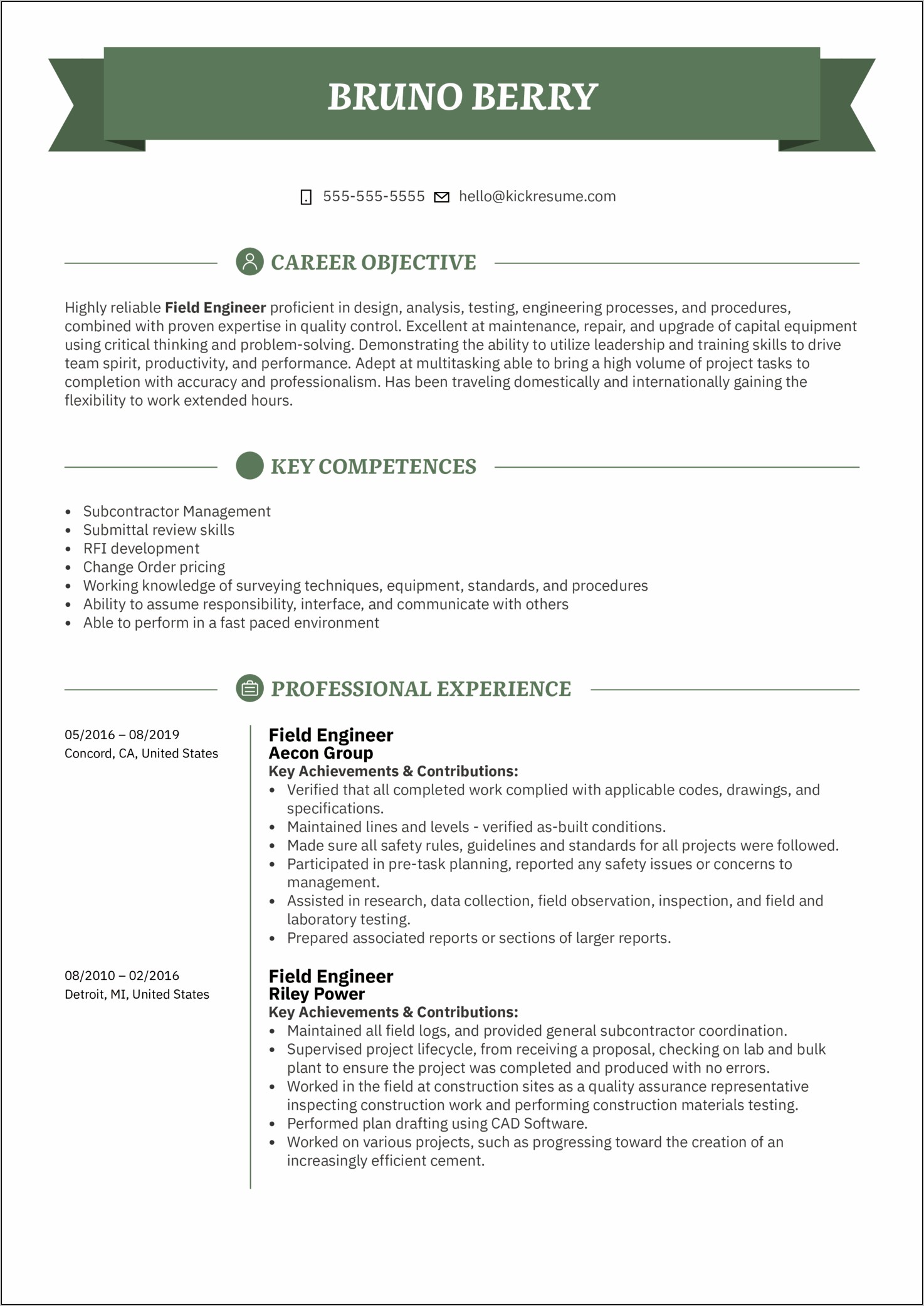Example Of Construction Specifications Resume