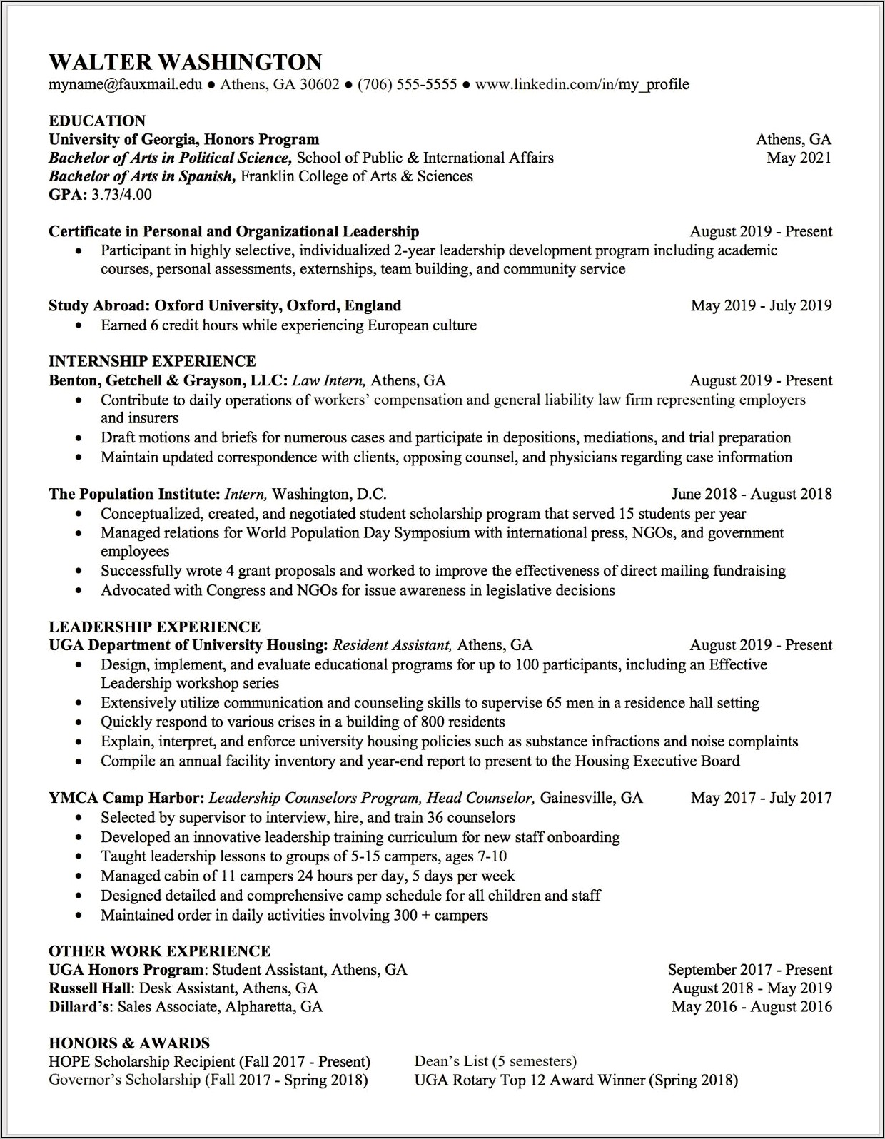 Example Of Federal Resume 2018