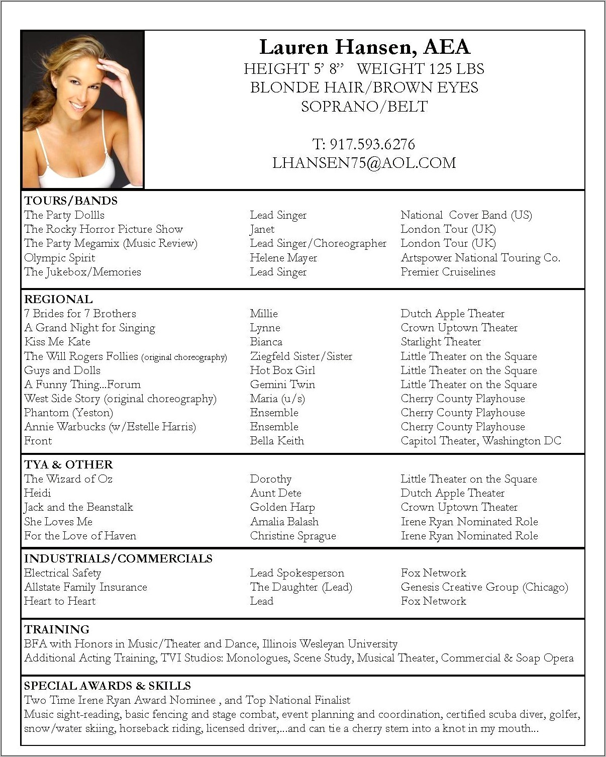 Example Of Good Actor Resume