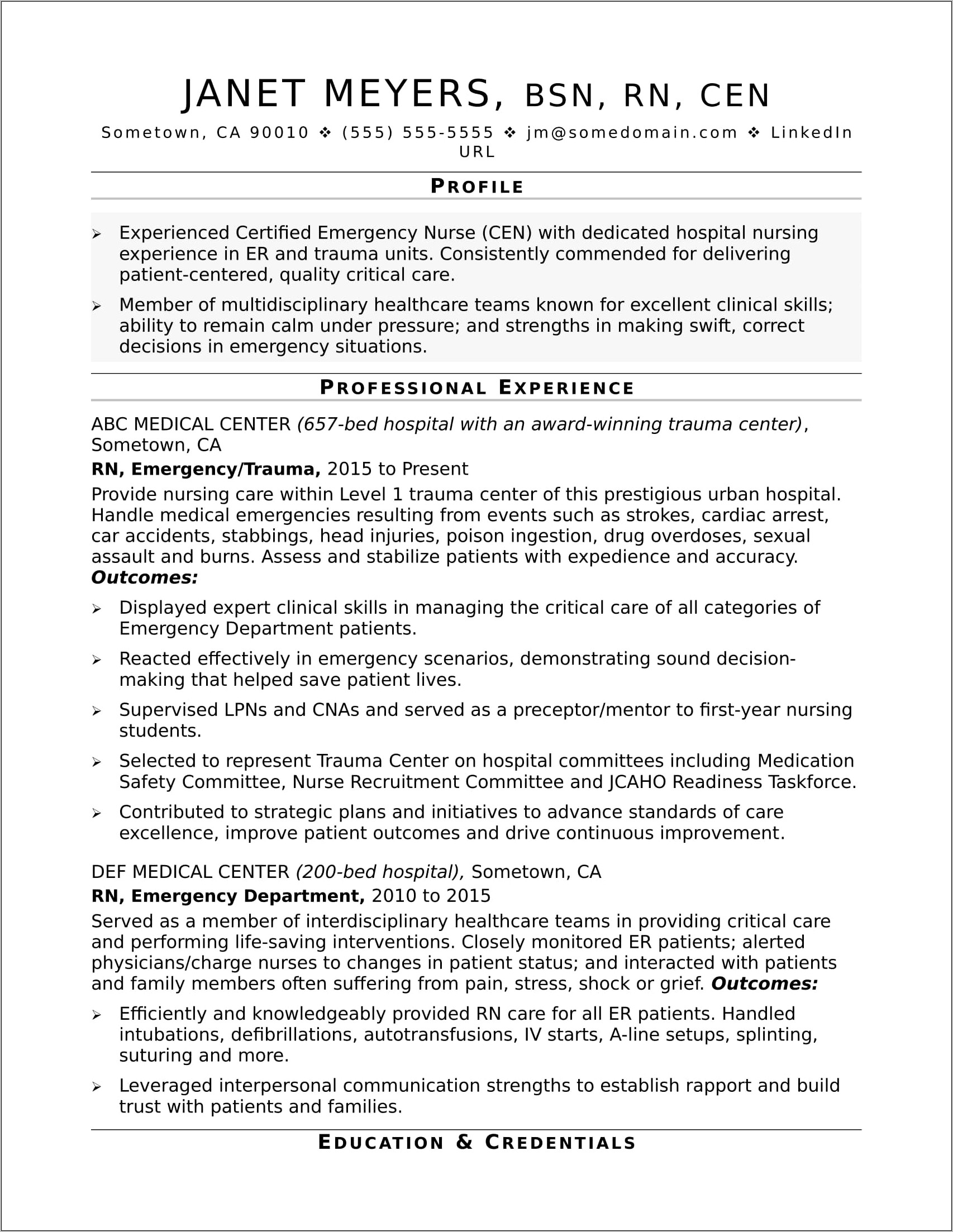 Example Of Good Healthcare Resume