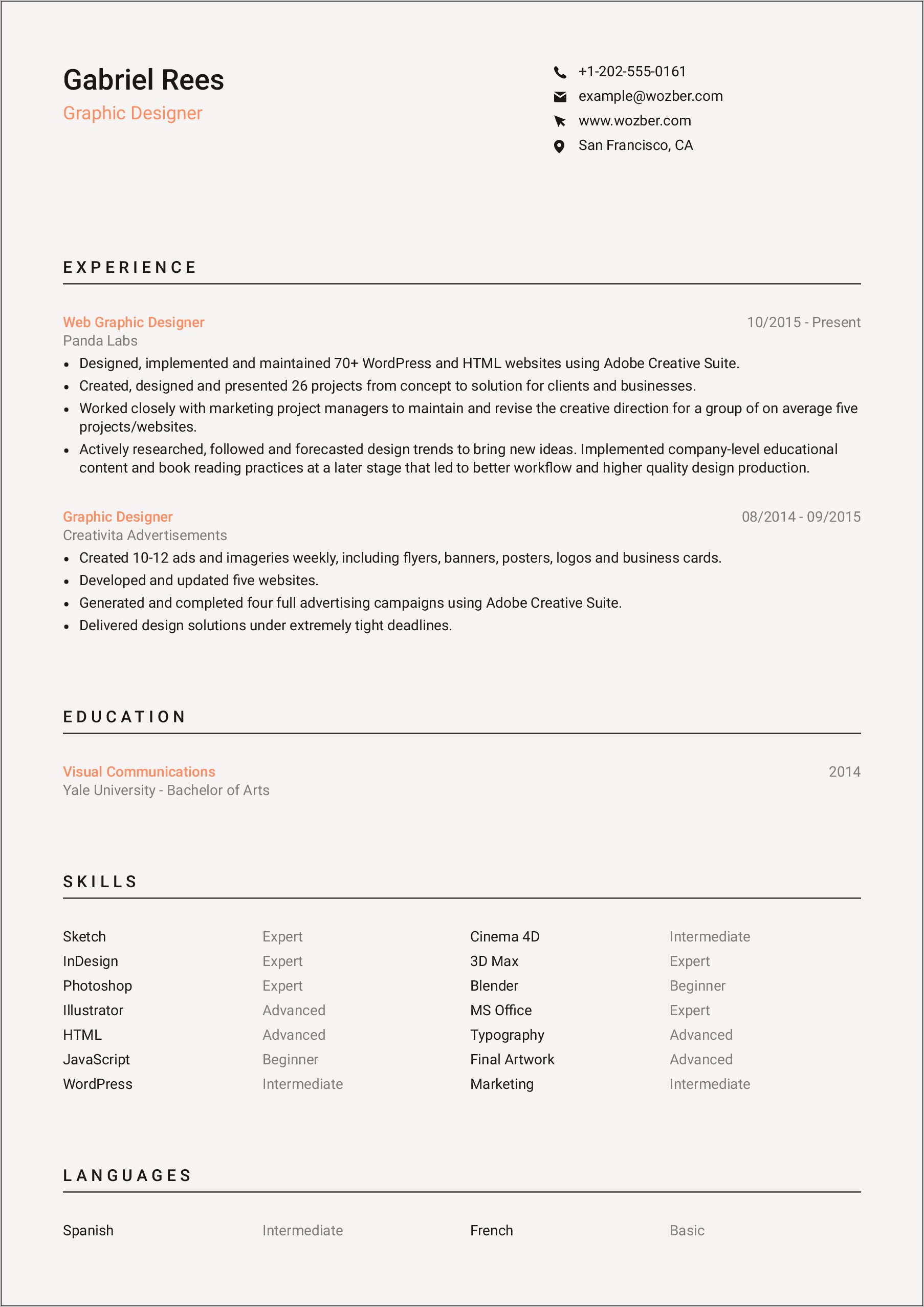 Example Of Graphic Artist Resume