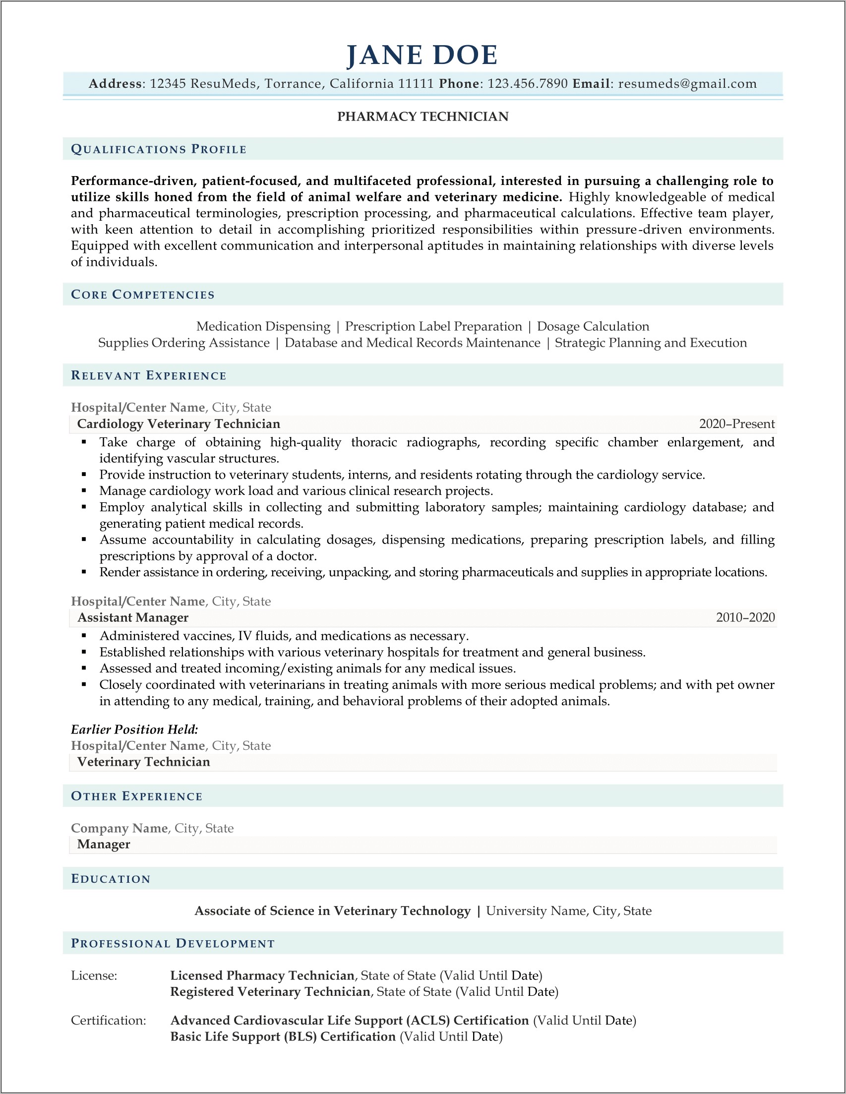 Example Of Healthcare Resume General