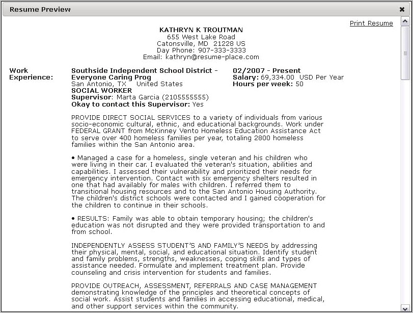 Example Of Resume For Usajobs