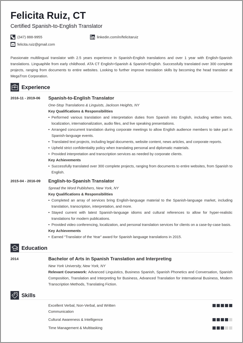 Example Of Resume In French