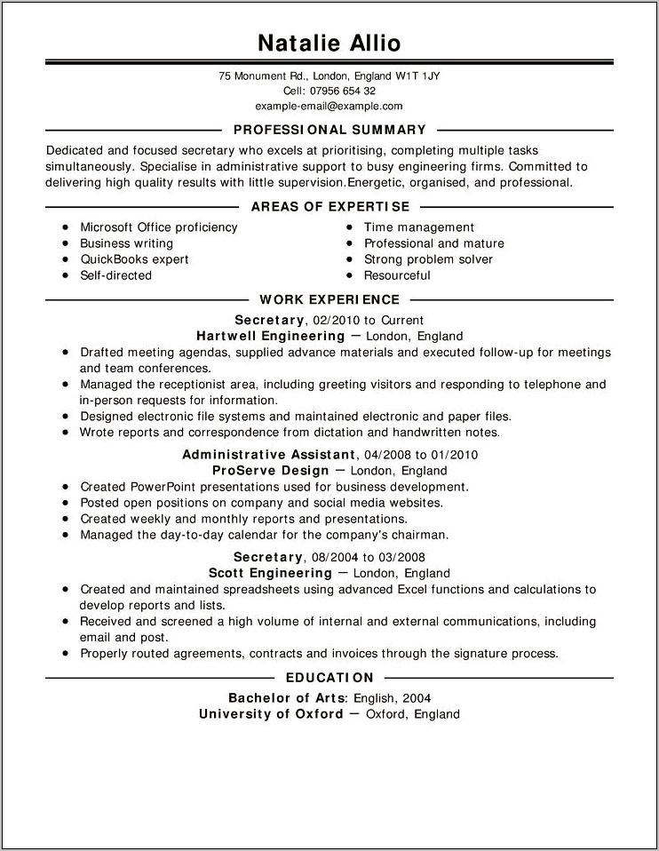 Example Of Salon Receptionist Resume