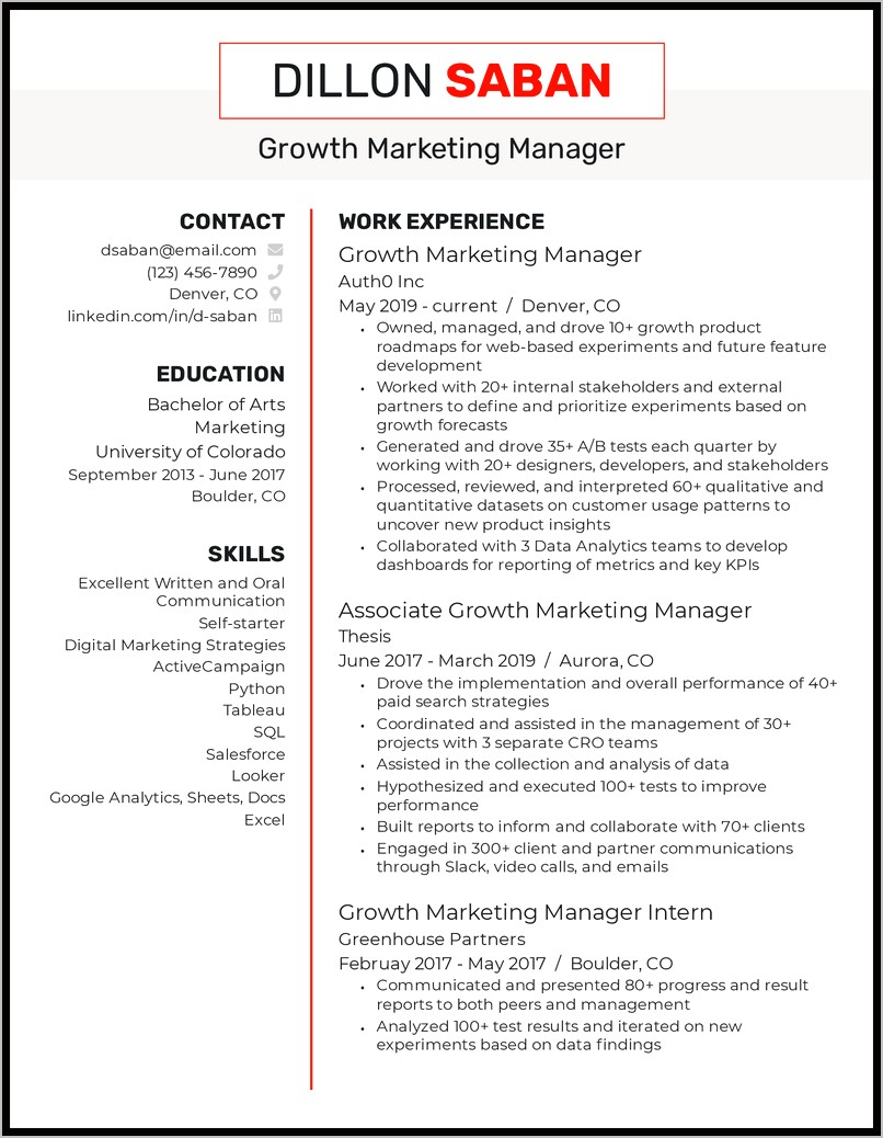 Example Of Strategic Management Resume