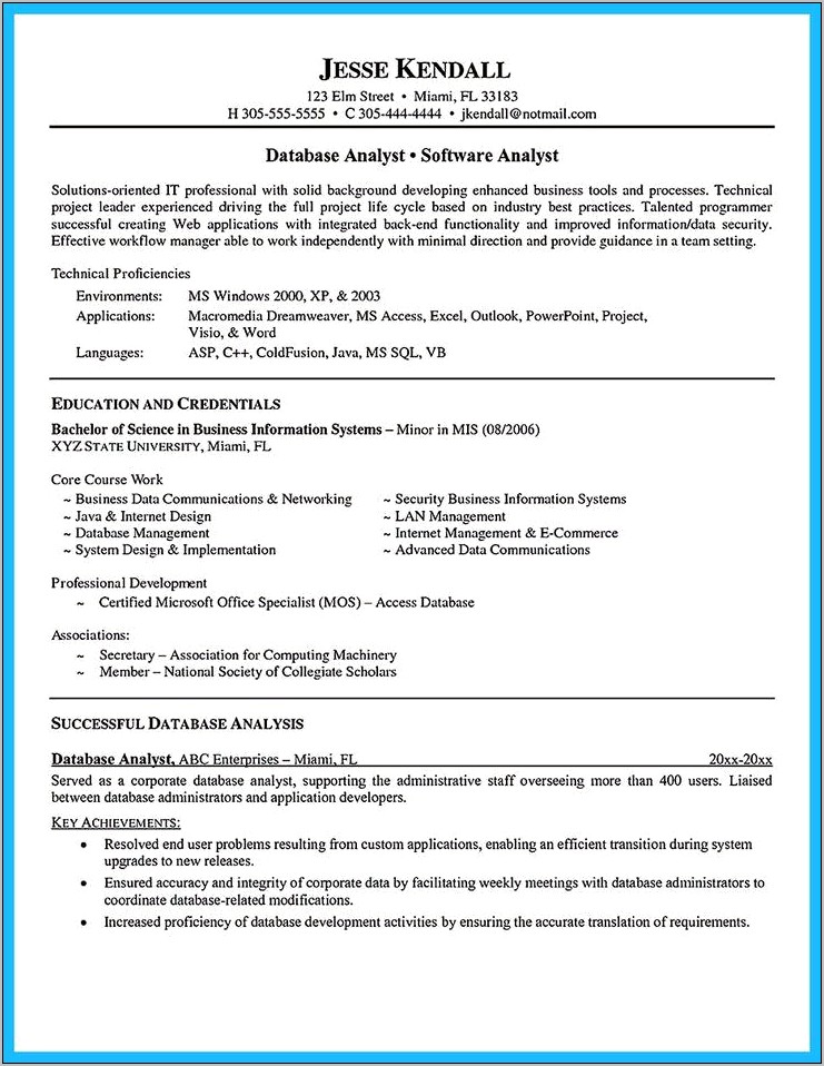 Example Of Technical Analyst Resume