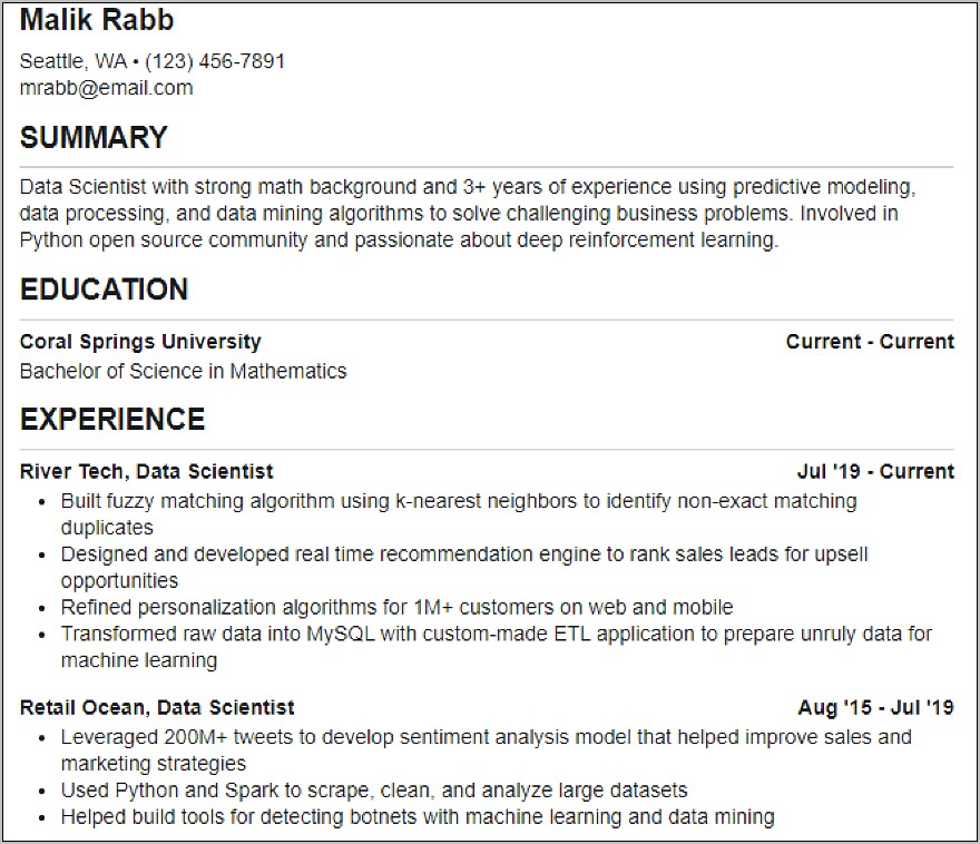 Example Of Vector Marketing Resume