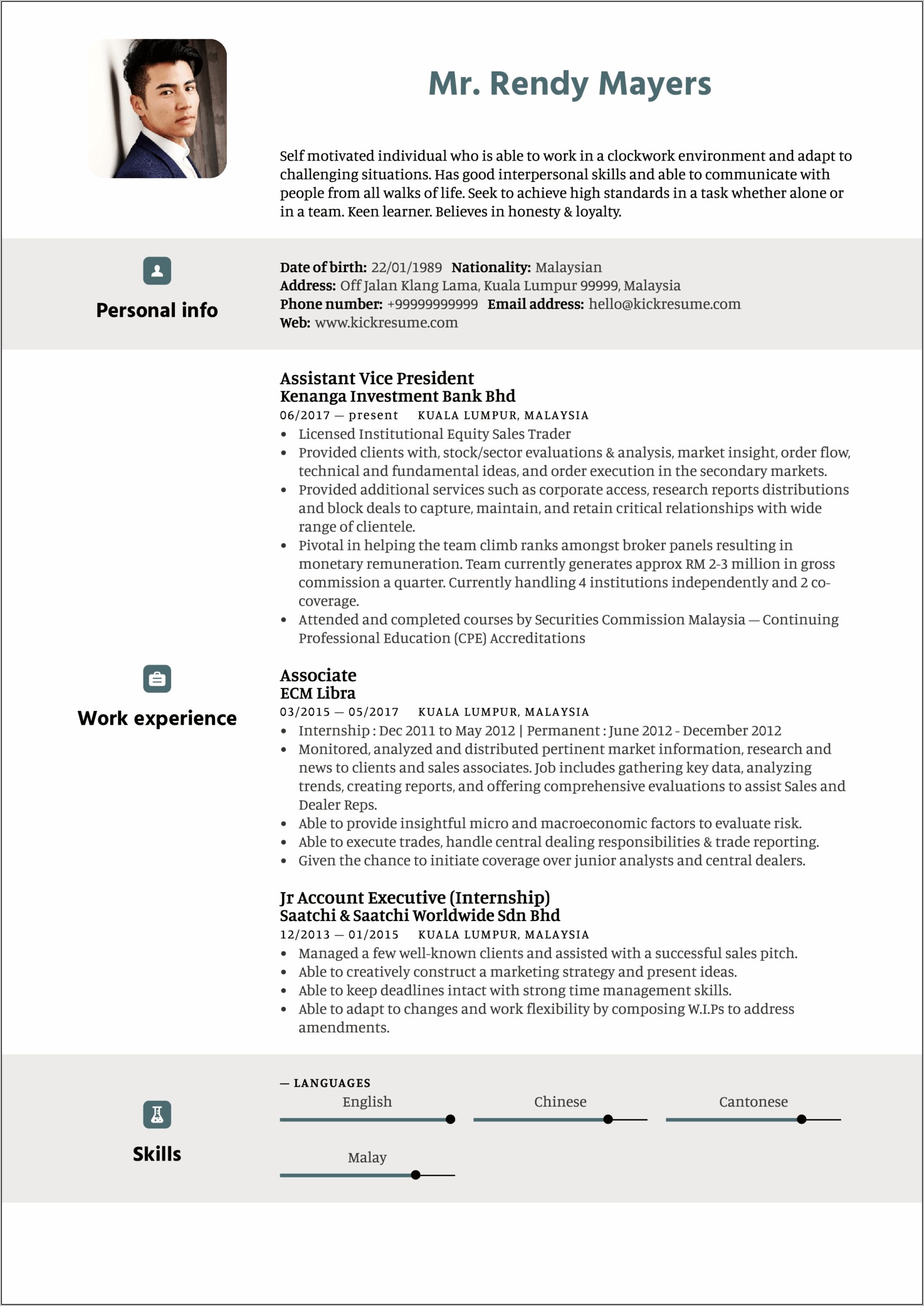Example Of Vice President Resume