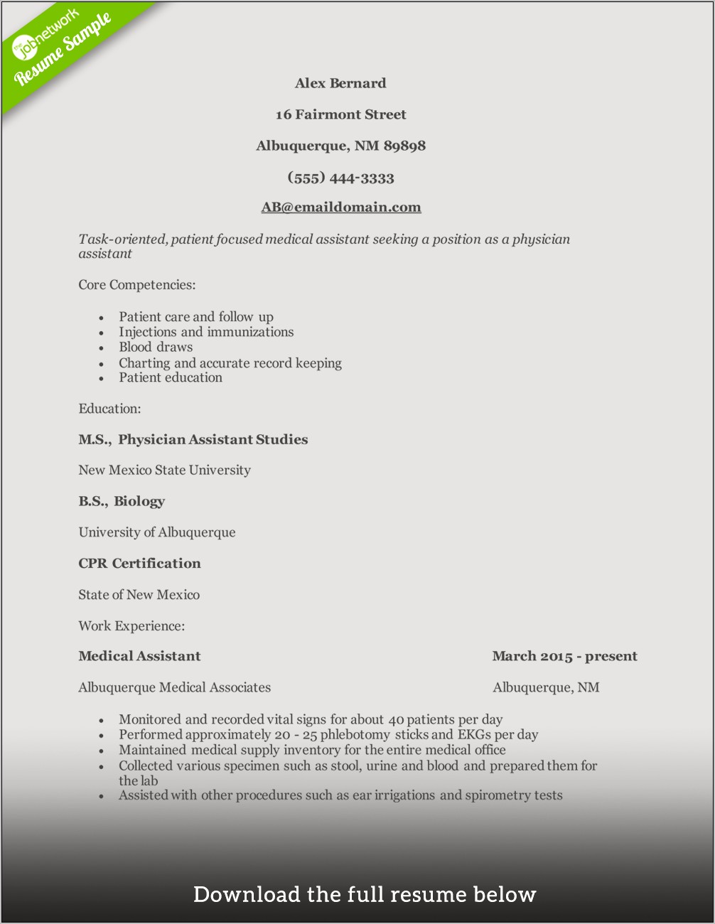 Example Physician Medical Direcor Resume