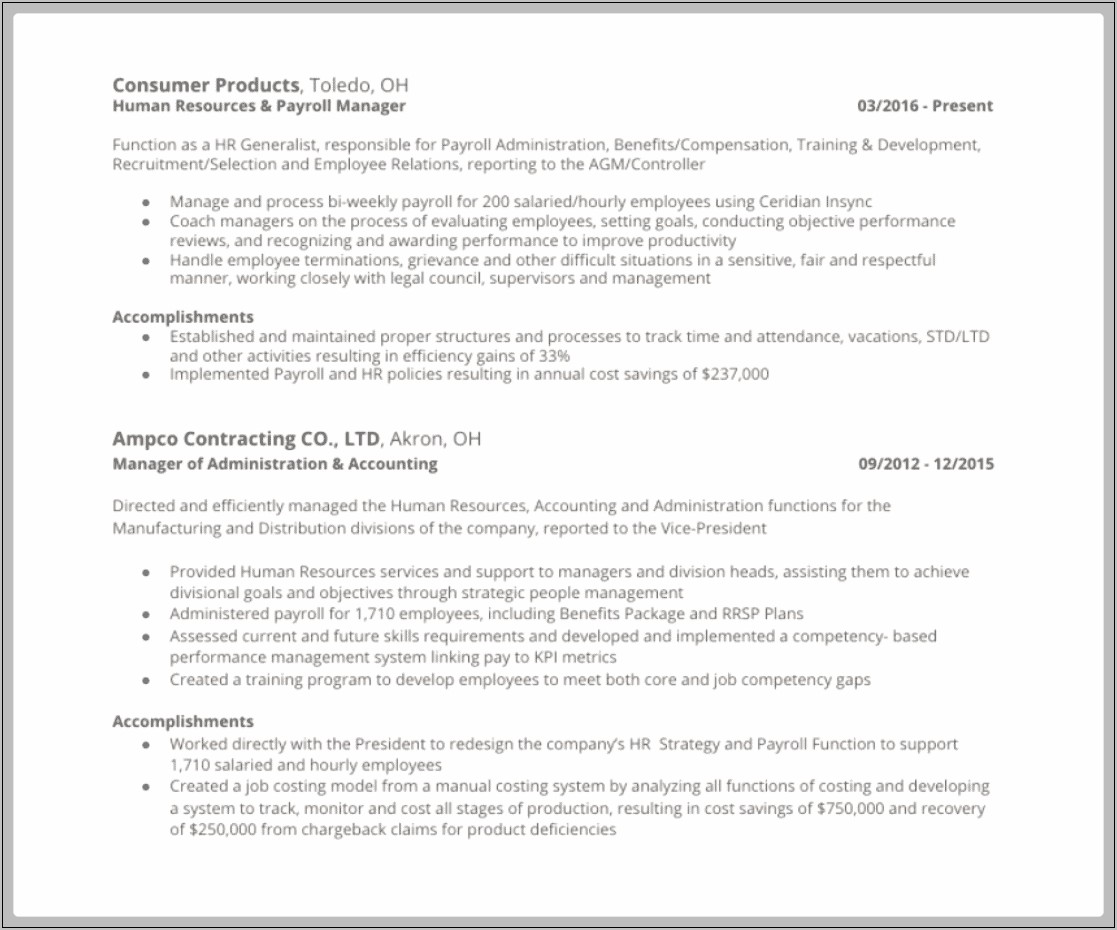 Example Resume Addressing Selection Criteria