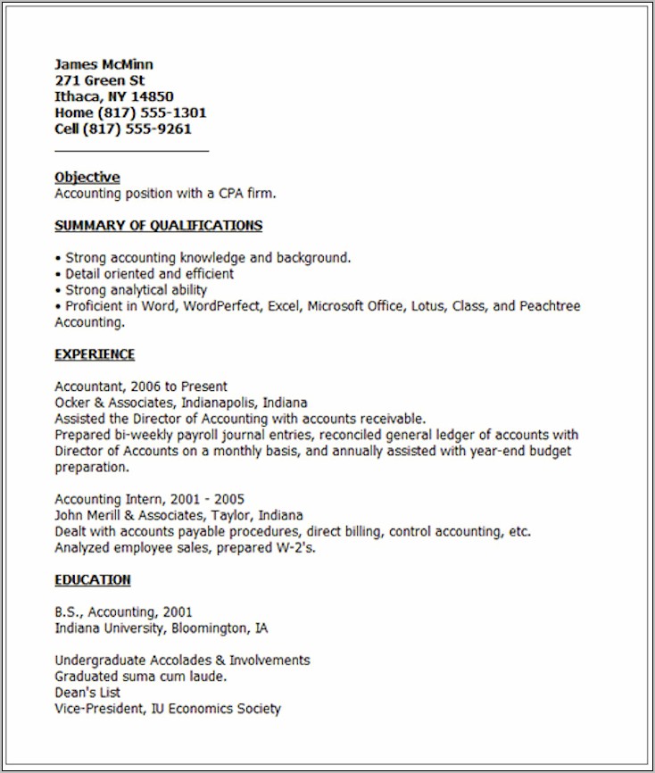 Example Resume Explanations Of Jobs