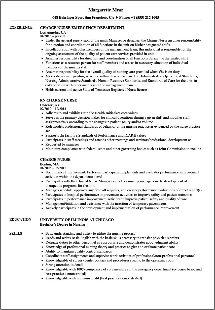 Example Resume For Nurse Injector