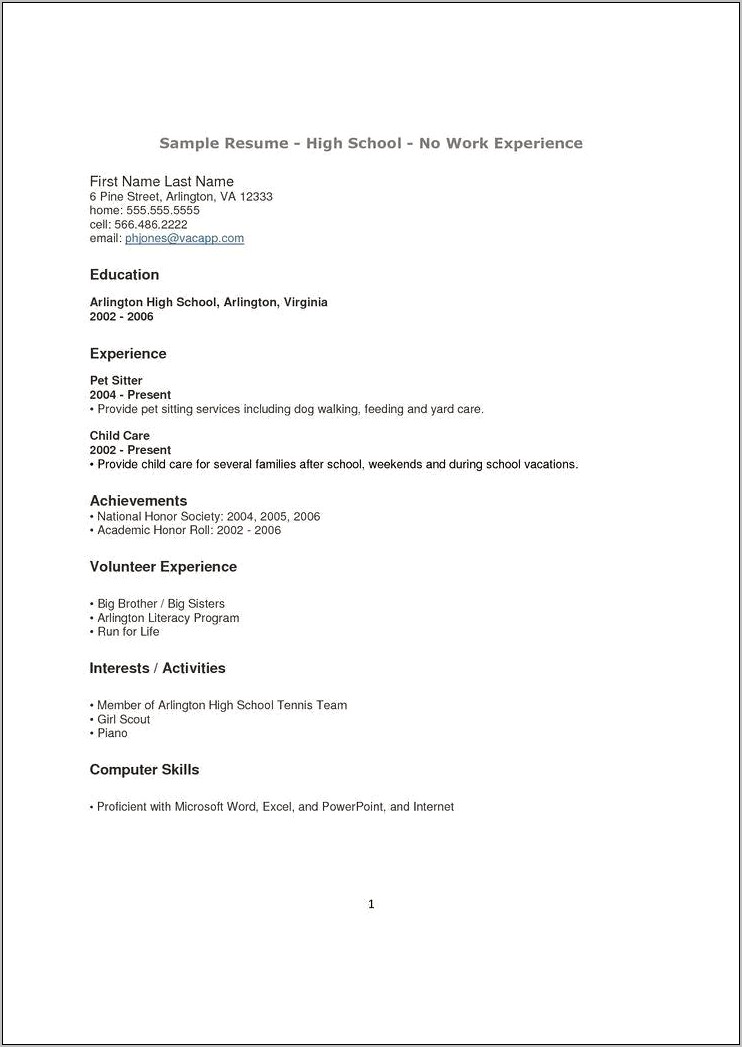 Example Resume Little Job Experience