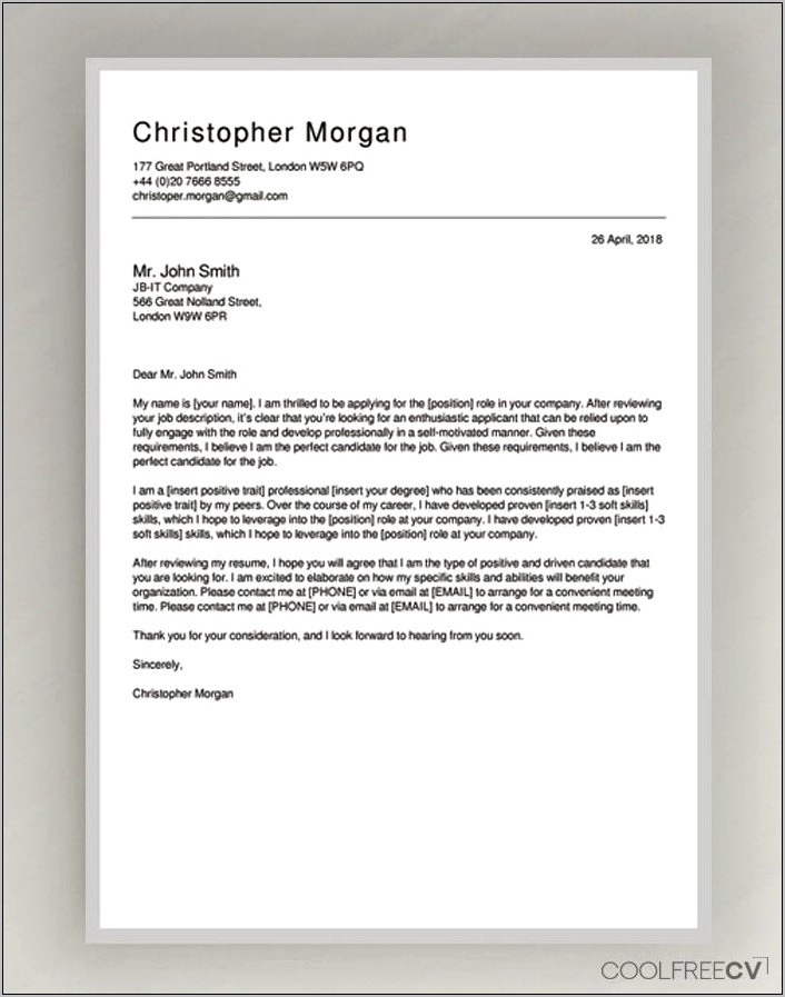 Example Simple Cover Letter Resume